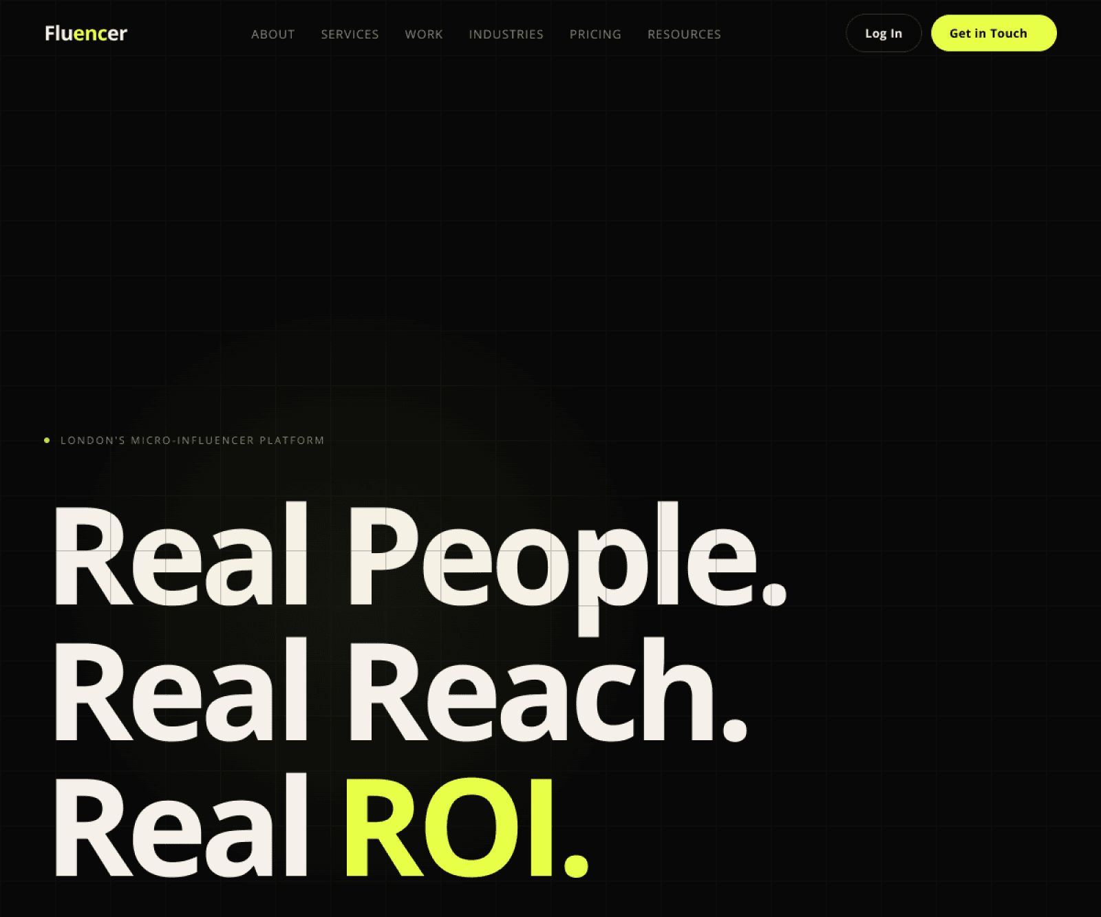 Fluencer homepage screenshot
