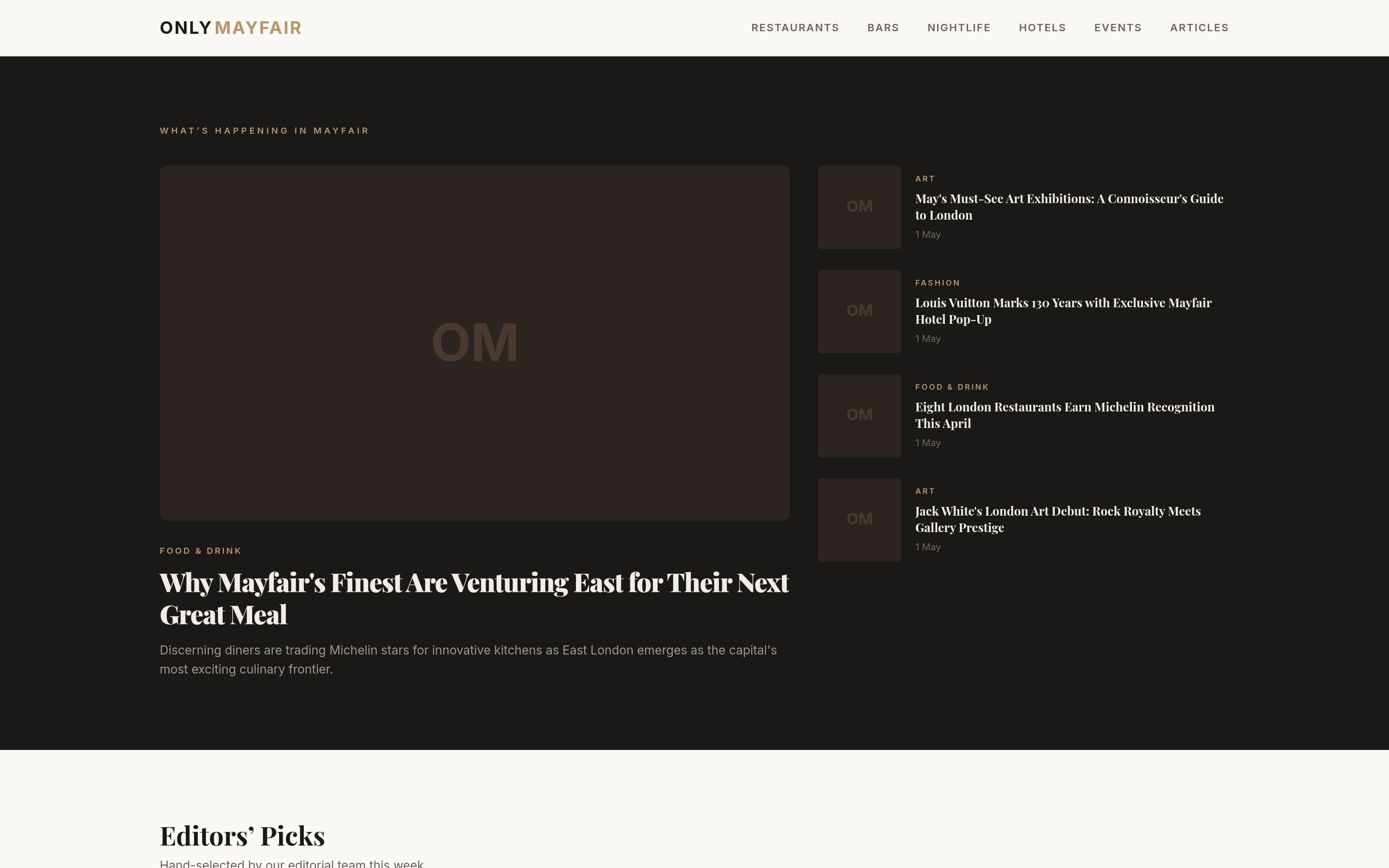 OnlyMayfair homepage screenshot