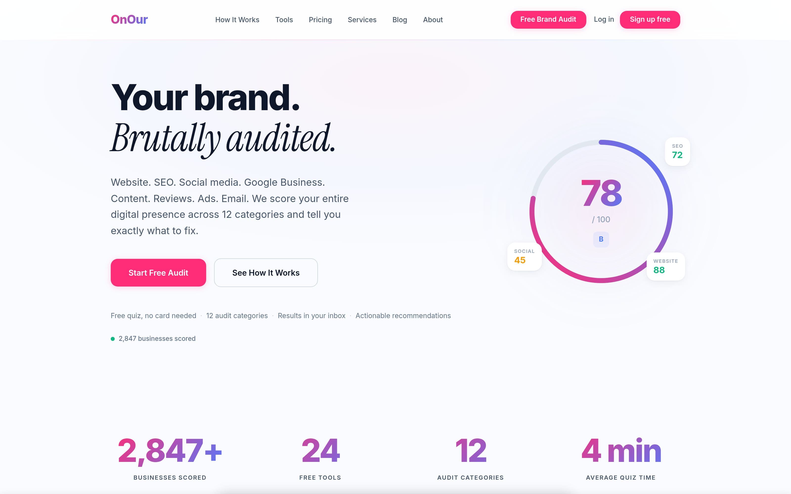 OnOur homepage screenshot