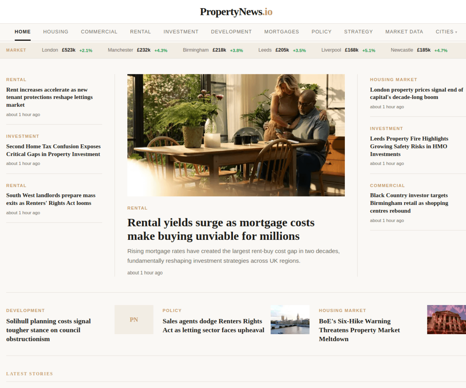 PropertyNews.io homepage screenshot